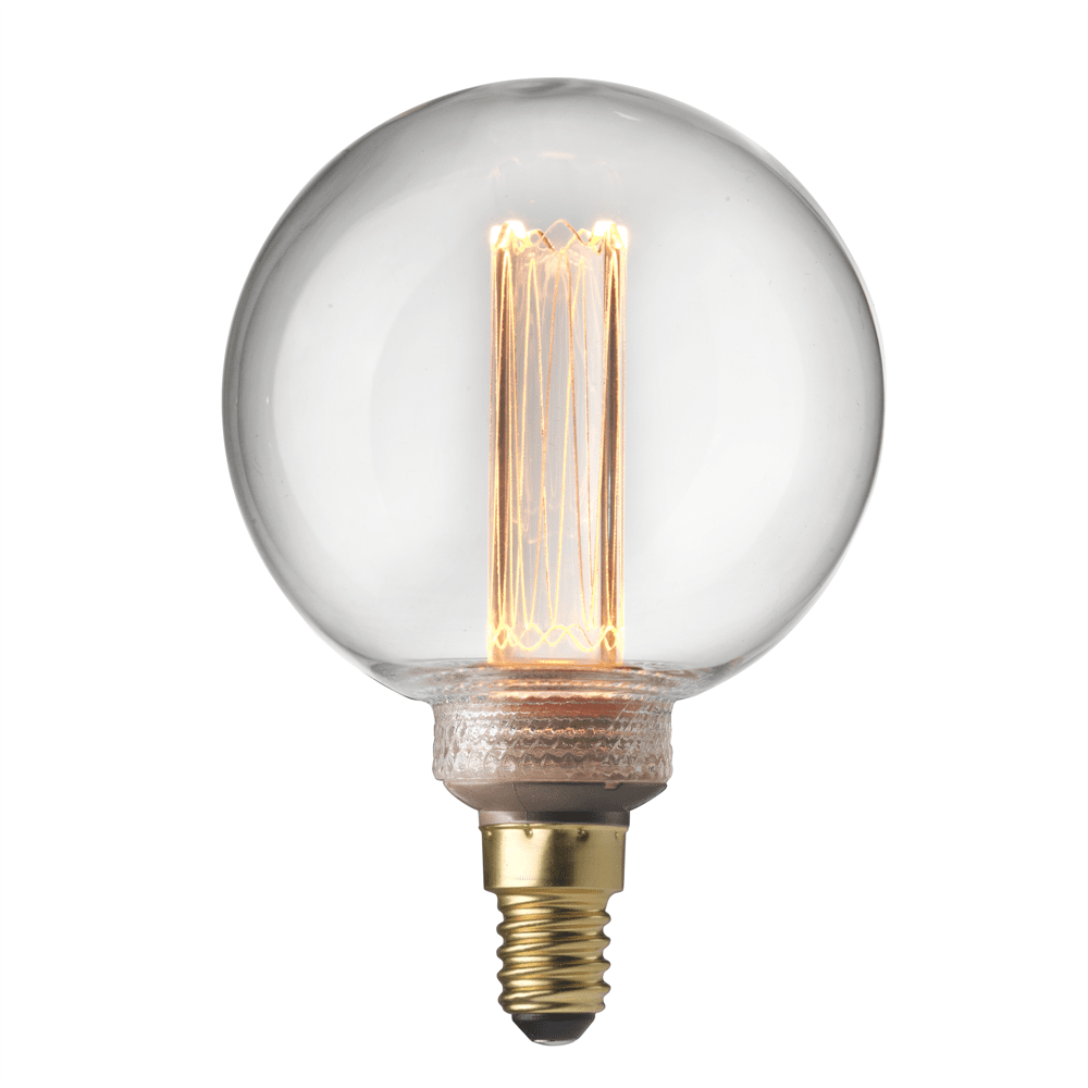UNI-K E14 Globo 80 2,3W 1800K De Unison - Filamentos LED de gran tamaño que imitan una lámpara de filamento de carbono.