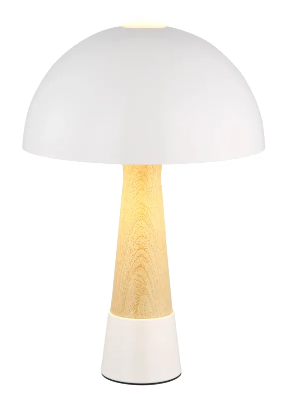 Paulin 36cm Arena lámpara de mesa De Globo Lighting - Den runda kroppen i matt sandf&auml;rgad metall med tr&auml;look ger ett stilfullt och naturligt uttryck samtidigt som den &auml;r h&aring;llbar och l&auml;tt att reng&ouml;ra.