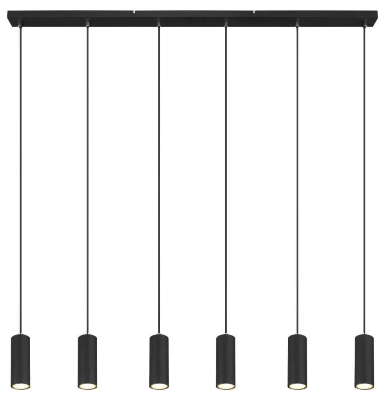 Robby 115cm Negro Lámpas de techo De Globo Lighting - Fr&aring;n den 115 cm l&aring;nga takmonteringen l&ouml;per sex kablar, var och en utrustad med en GU10-sockel.