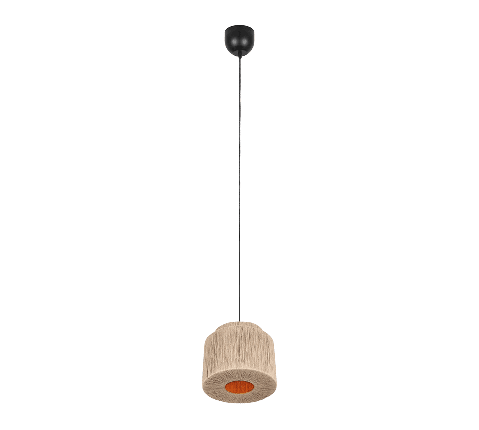 Smilla Ø30 Naturaleza Lámpas de techo De Trio Lighting - Con su elegante combinaci&oacute;n de yute natural y metal negro mate, Smilla combina el encanto r&uacute;stico con un dise&ntilde;o moderno: el detalle perfecto para un interior elegante y armonioso.