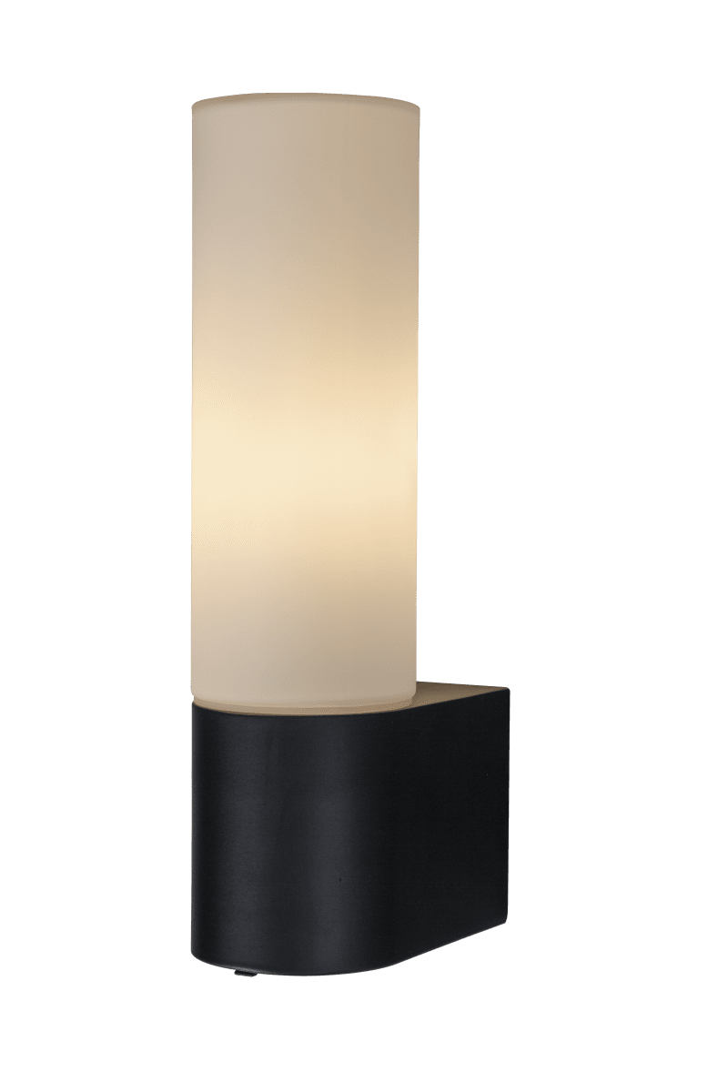 Cosenza 25cm Negro lámpara de baño De Aneta Lighting - Lámpara de pared Cosenza realizada en metal de color negro y pantalla de cristal blanco opal.
