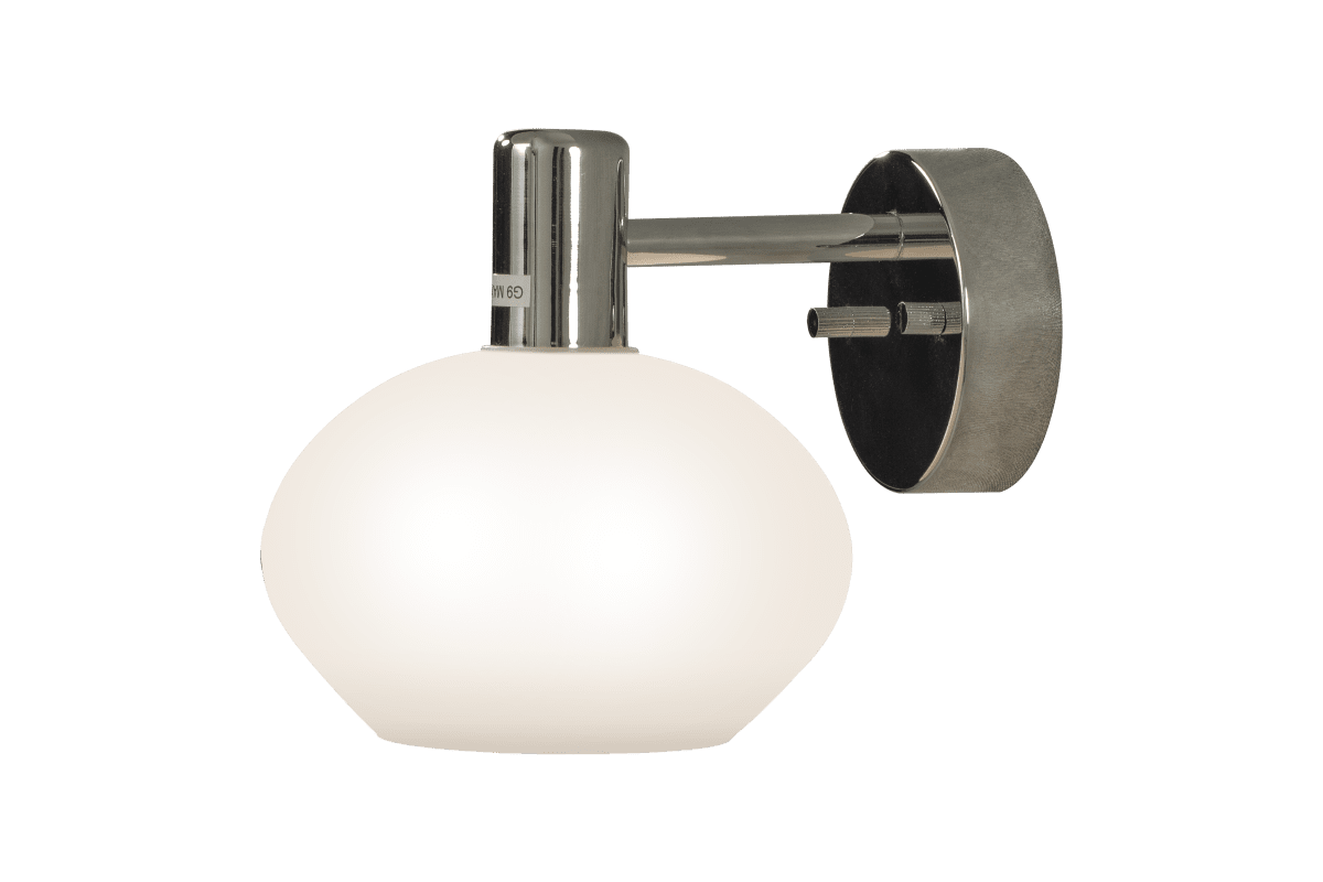 Elba Ø15 Cromo lámpara de baño De Aneta Lighting - Este aplique de pared de metal tiene un dise&ntilde;o elegante con una pantalla de cristal blanco opal que proporciona una luz suave y agradable.
