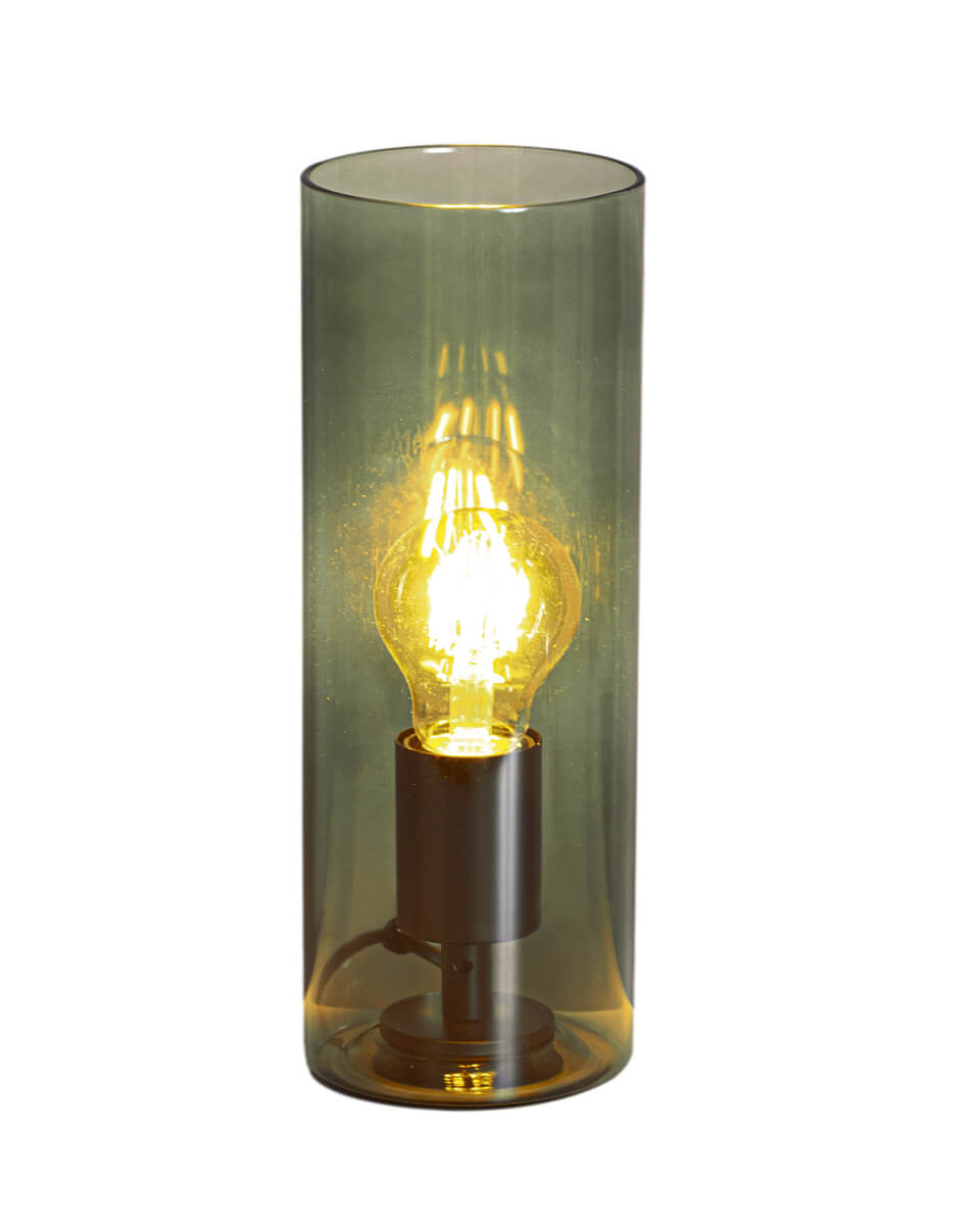 Flake 30cm Verde lámpara de mesa De By Rydéns - Con su elegante cristal cil&iacute;ndrico y disponibilidad en colores de moda como el &aacute;mbar oscuro y el verde, adem&aacute;s del blanco, Flake es la l&aacute;mpara perfecta para aportar estilo y ambiente a tu hogar.