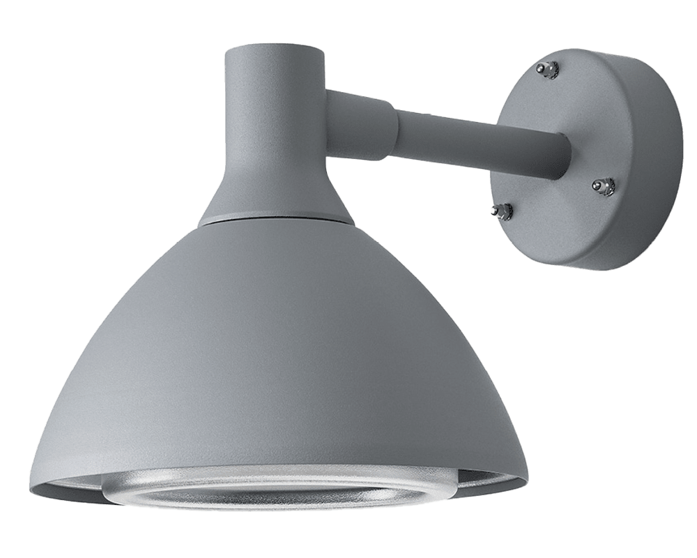 Ark Mini Gris lámpara de exterior De Westal - La lámpara de pared Ark Mini es una lámpara de pared con downlight antideslumbrante fabricada en aluminio cromado y con recubrimiento de polvo y con protección antideslumbrante de PET-G.