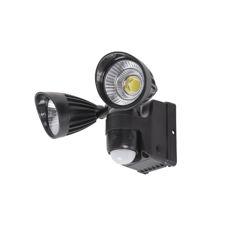 Lámpara A Pilas Con Sensor Negro lámpara de exterior De Airam - La l&aacute;mpara dispone de dos focos que se pueden orientar por separado.