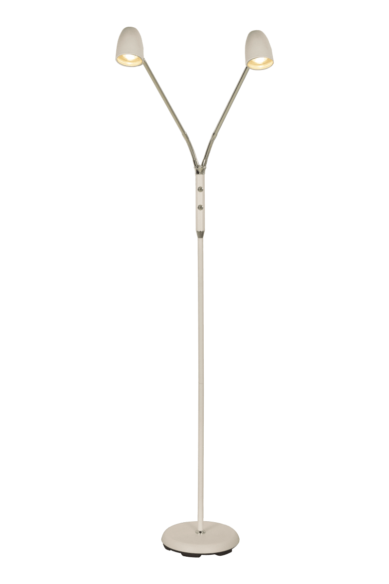 Sandnes 2 Blanco lámpara de pie De Aneta Lighting - Con dos brazos flexibles, es perfecta como l&aacute;mpara de lectura y tiene dos interruptores de encendido separados con regulador de intensidad integrado, lo que permite ajustar el brillo seg&uacute;n sea necesario.