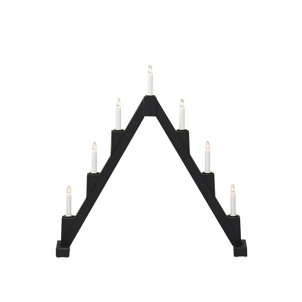 Candelabra 7 Lights Negro De Konstsmide - Candelabro el&eacute;ctrico plegable con 7 velas, fabricado en alambre lacado en negro, decorado con anillos de lat&oacute;n alrededor de cada vela para un toque elegante.
