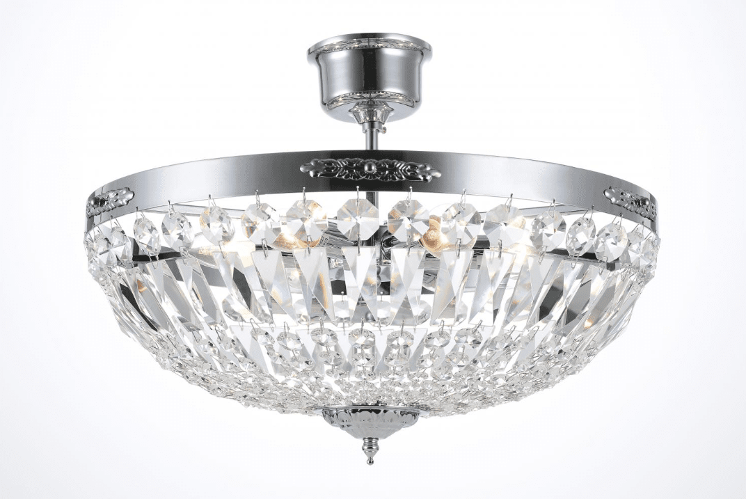 Rhea Ø50 Plata cristal De Norrsken Design - La lámpara de techo Rhea en cromo es una solución de iluminación encantadora que aporta a la estancia un aire lujoso y elegante.