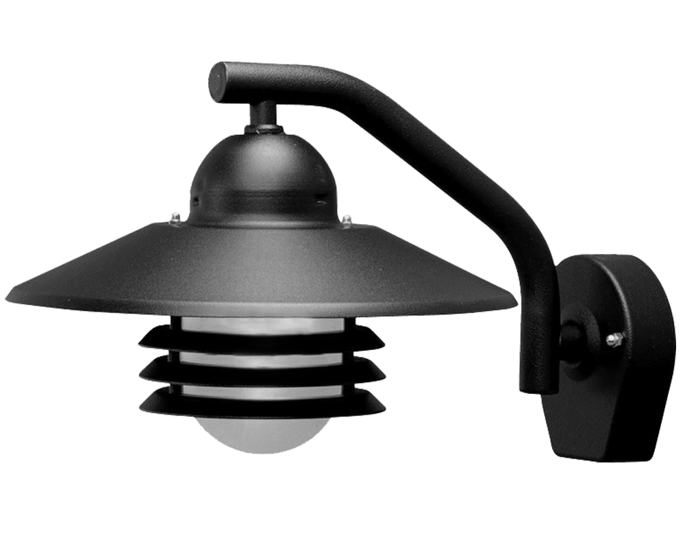 Tellus Negro lámpara de exterior De Westal - El aplique de pared Tellus Ned es una l&aacute;mpara de fabricaci&oacute;n sueca con casquillo E27 y pantalla de cristal blanco que rodea la fuente de luz y proporciona una luz difusa.
