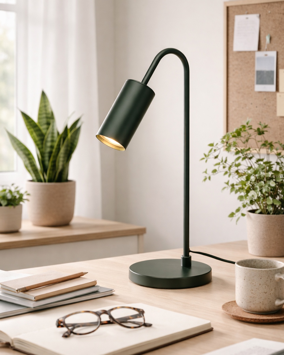 Curve 50cm verde oscuro lámpara de escritorio De By Rydéns - Gracias a su elegante forma, Curve se puede colocar f&aacute;cilmente sobre un escritorio, una mesita de noche o junto a una ventana.