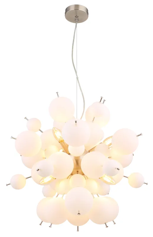 Udo Ø55 Blanco Lámpas de techo De Globo Lighting - Dess unika design imponerar med en rund form d&auml;r eleganta metallst&auml;nger sammanl&auml;nkas med dekorativa kulor i olika storlekar.