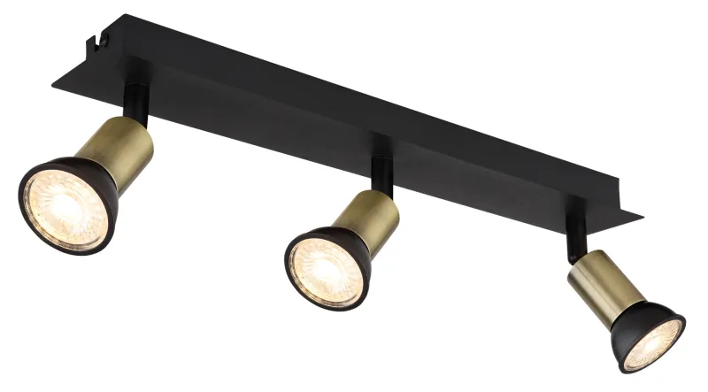 Drew 3 Oro foco de techo De Globo Lighting - Drew &auml;r en stilren takspotlight som imponerar med sin design i mattsvart och guld.