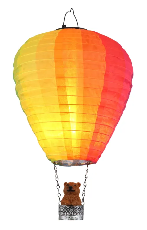 Balloon Multicolor lámpara solar De Globo Lighting - Skapa en lekfull k&auml;nsla i tr&auml;dg&aring;rden med Balloon, en solcellsdriven dekoration inspirerad av en luftballong med en bj&ouml;rn i korgen.