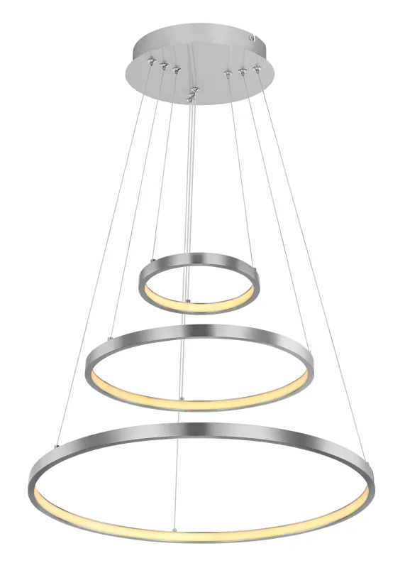Ralph Ø50 Níquel Lámpas de techo De Globo Lighting - Designad med tre ringar och en h&ouml;jd p&aring; 120 cm, ger den ett unikt och stilrent uttryck.