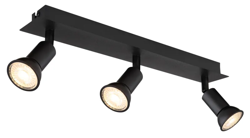 Drew 3 Negro foco de techo De Globo Lighting - Drew &auml;r en stilren takspotlight som imponerar med sin enhetliga svarta design.