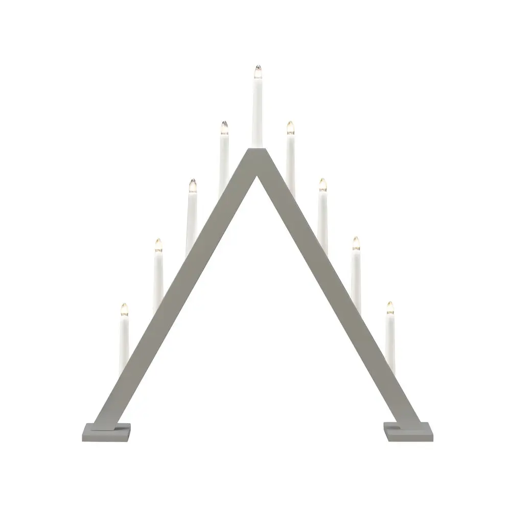 Candelabra 9 Lights Gris De Konstsmide - Crea un ambiente navide&ntilde;o moderno y elegante con este elegante candelabro de Adviento de madera lacada en gris.