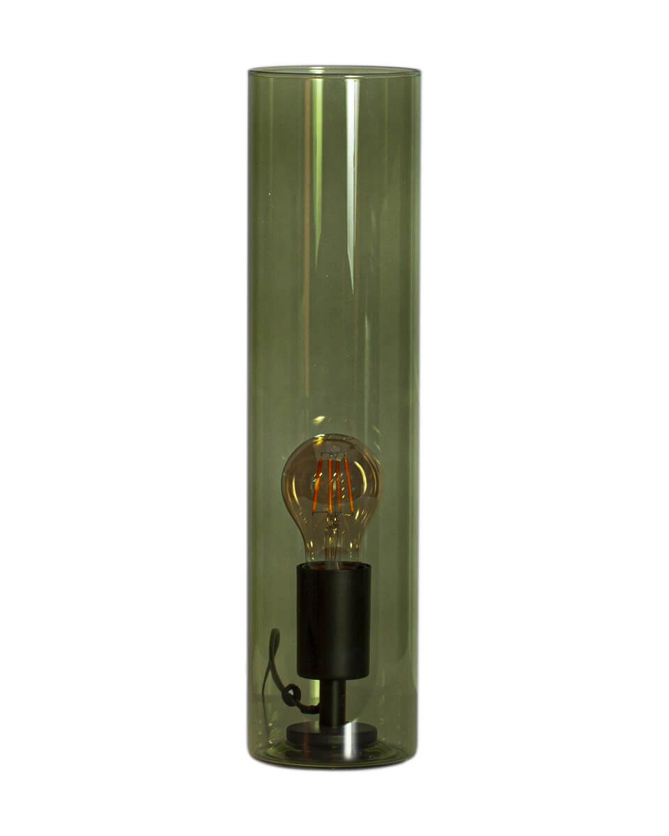 Flake 40cm Verde lámpara de mesa De By Rydéns - Con su elegante vidrio cil&iacute;ndrico y disponibilidad en colores de moda como &aacute;mbar oscuro y verde, Flake es la l&aacute;mpara perfecta para aportar estilo y atm&oacute;sfera a tu hogar.