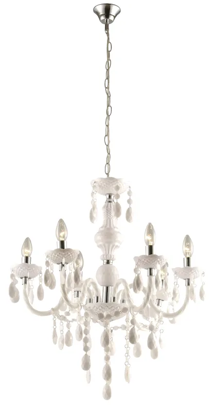 Cuimbra Ø65 Blanco cristal De Globo Lighting - Dess krom- och vitf&auml;rgade yta tillsammans med h&auml;ngande kristaller skapar ett sofistikerat uttryck.