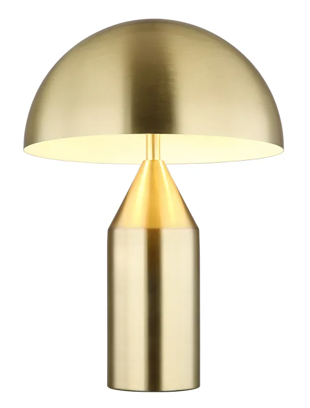 Atoma 40cm Latón lámpara de mesa De Globo Lighting - Sk&auml;rmen i matt m&auml;ssing och vitt skapar en harmonisk kontrast och ger en behaglig ljusspridning.