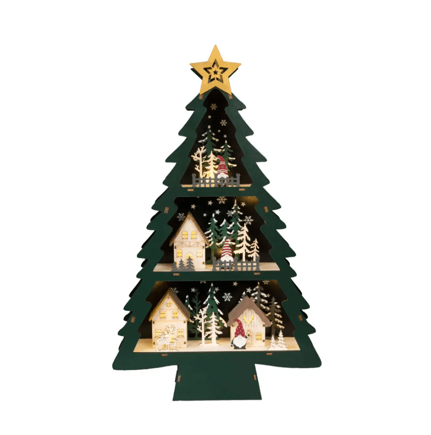 Silueta Árbol De Navidad Verde De Konstsmide - Hermosa decoraci&oacute;n en forma de &aacute;rbol de navidad realizada &iacute;ntegramente en madera.
