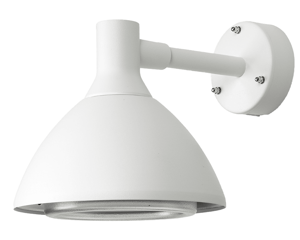Ark Mini Blanco lámpara de exterior De Westal - La lámpara de pared Ark Mini es una lámpara de pared con downlight antideslumbrante fabricada en aluminio cromado y con recubrimiento de polvo y con protección antideslumbrante de PET-G.