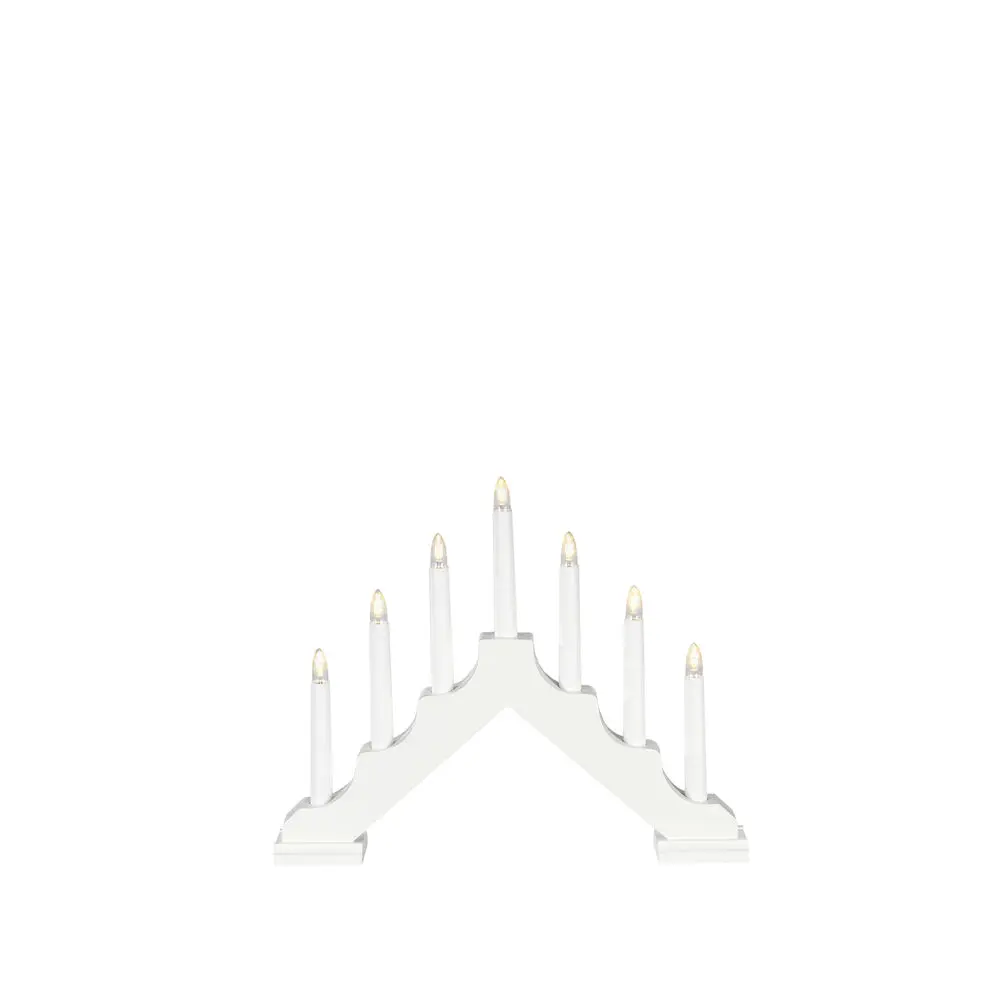 Candelabra 7 Lights Blanco De Konstsmide - Garantice una Navidad llena de ambiente con este candelabro de Adviento que funciona con pilas y est&aacute; fabricado en madera lacada en blanco.