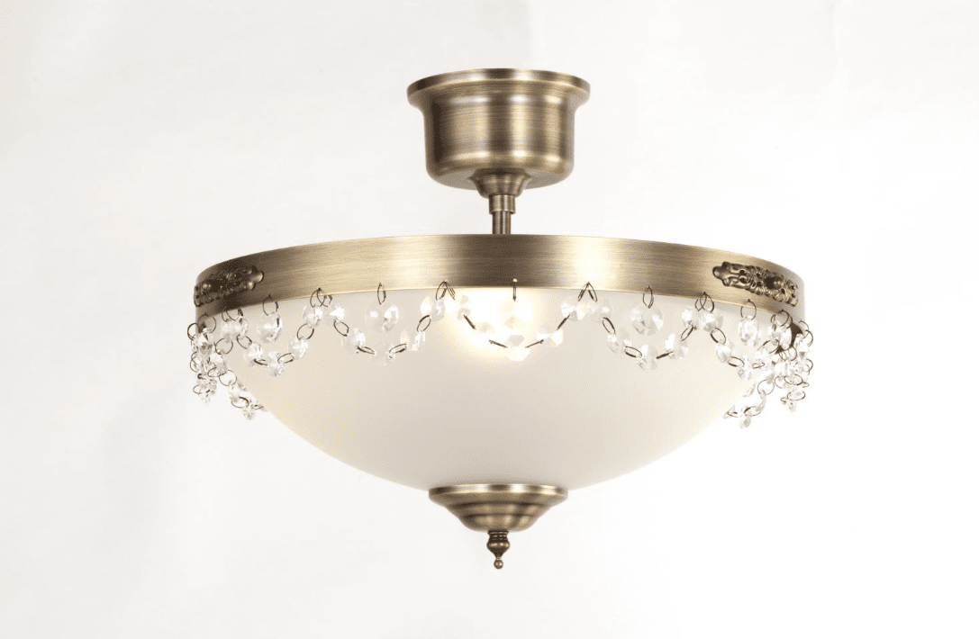 Fanny Ø36 Latón antiguo plafón De Norrsken Design - El acabado antiguo le da un toque atemporal, mientras que los cristales crean un maravilloso juego de luz.