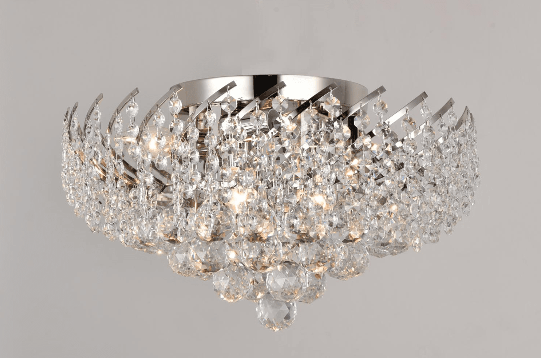 Leonore Ø40 Plata cristal De Norrsken Design - La exclusiva lámpara de techo Leonore en níquel con brillantes cristales K9 de clase 1 cortados a mano le otorga a la habitación una elegancia y un glamour atemporales.