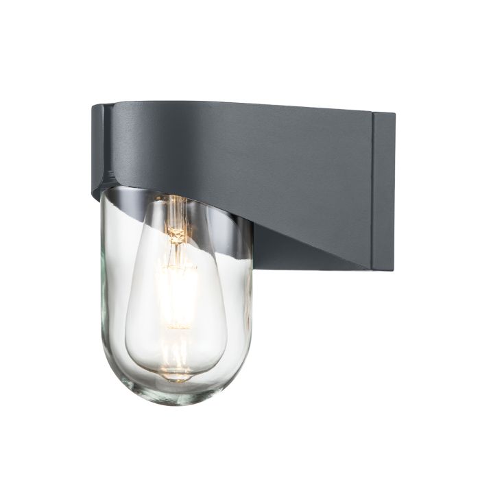 Porto 18cm Gris lámpara de exterior De Elstead Lighting - Tillverkad av rostfritt st&aring;l i gr&aring; finish och glas, erbjuder den en robust och v&auml;dert&aring;lig konstruktion som &auml;r idealisk f&ouml;r fasader, entr&eacute;er och uteplatser.