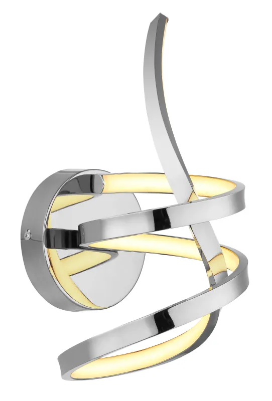 Iduna Ø35 Cromo lámpara de pared De Globo Lighting - Iduna &auml;r en v&auml;gglampa som imponerar med sin unika design, d&auml;r den eleganta b&ouml;jda formen och den stilfulla knuten i mitten skapar en modern estetik.