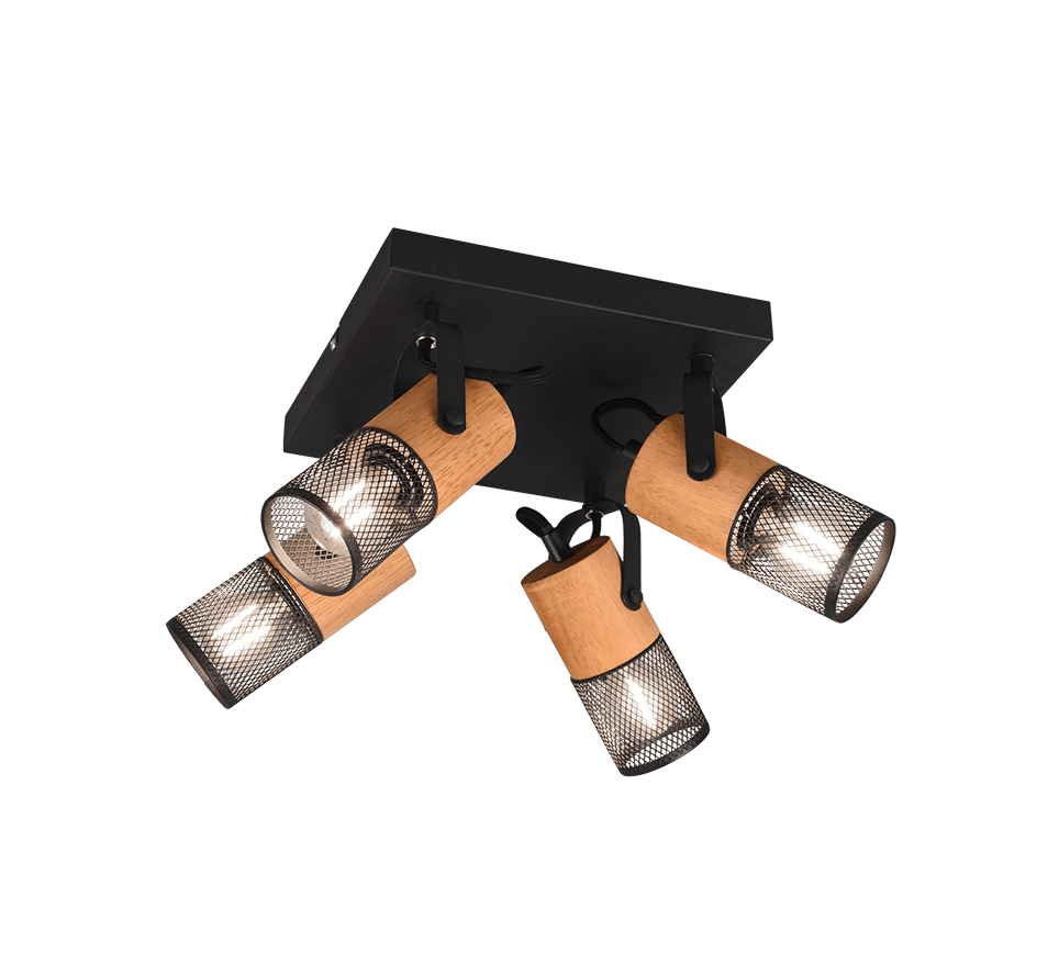 Tosh 4 Negro foco de techo De Trio Lighting - 
