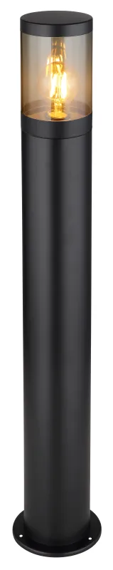 Xeloo 80cm Negro balizas De Globo Lighting - Tillverkad i rostfritt st&aring;l med en r&ouml;kf&auml;rgad plastsk&auml;rm ger den ett mjukt och behagligt ljus.