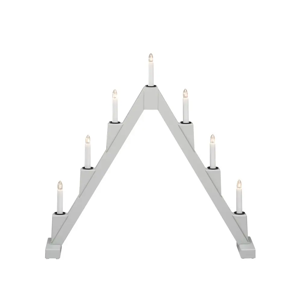 Candelabra 7 Lights Gris De Konstsmide - Candelabro el&eacute;ctrico plegable con 7 velas, fabricado en madera lacada en gris, decorado con anillos negros alrededor de cada vela para un toque elegante.