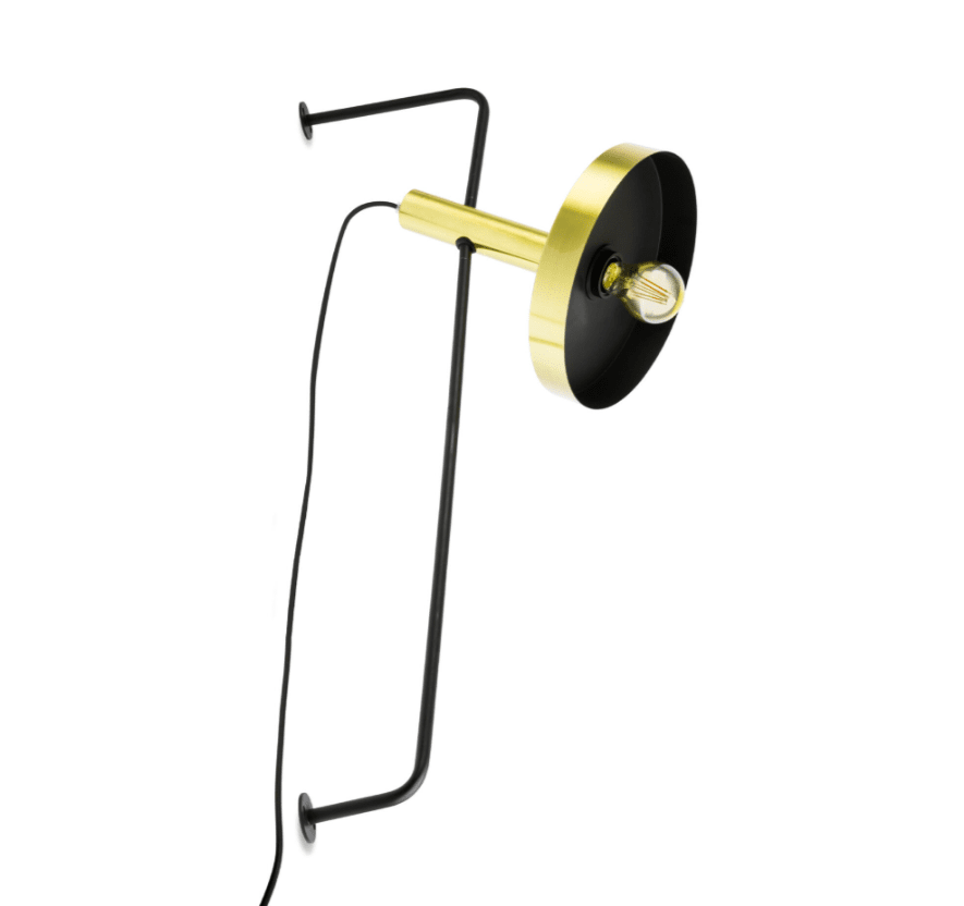 Whizz 84cm Oro/latón lámpara de pared De Faro Barcelona - La l&aacute;mpara de pared WHIZZ impresiona con superficies modernas, como la combinaci&oacute;n de oro satinado y negro.
