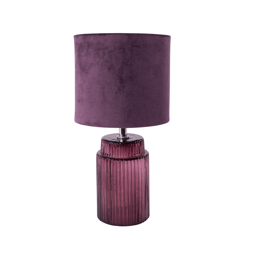Imagen ampliada de Johanna 28cm Ciruela lámpara de mesa De Pixie Design - La lámpara de mesa Johanna es una lámpara elegante y estilosa, fabricada en cristal y tejido.