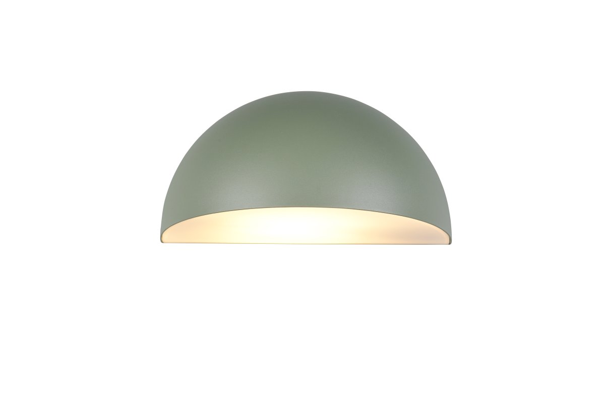 Maas 27cm Verde lámpara de exterior De Trio Lighting - Maas es una elegante l&aacute;mpara de pared con una forma suavemente redondeada en un moderno color verde salvia.