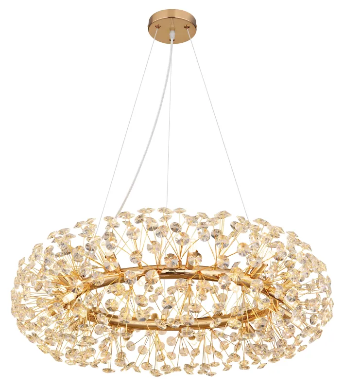 Katrina Ø80 Oro cristal De Globo Lighting - Katrina &auml;r en elegant rund kristallkrona i gyllene metall med gnistrande K9-kristaller som skapar en sofistikerad och lyxig atmosf&auml;r i ditt hem.