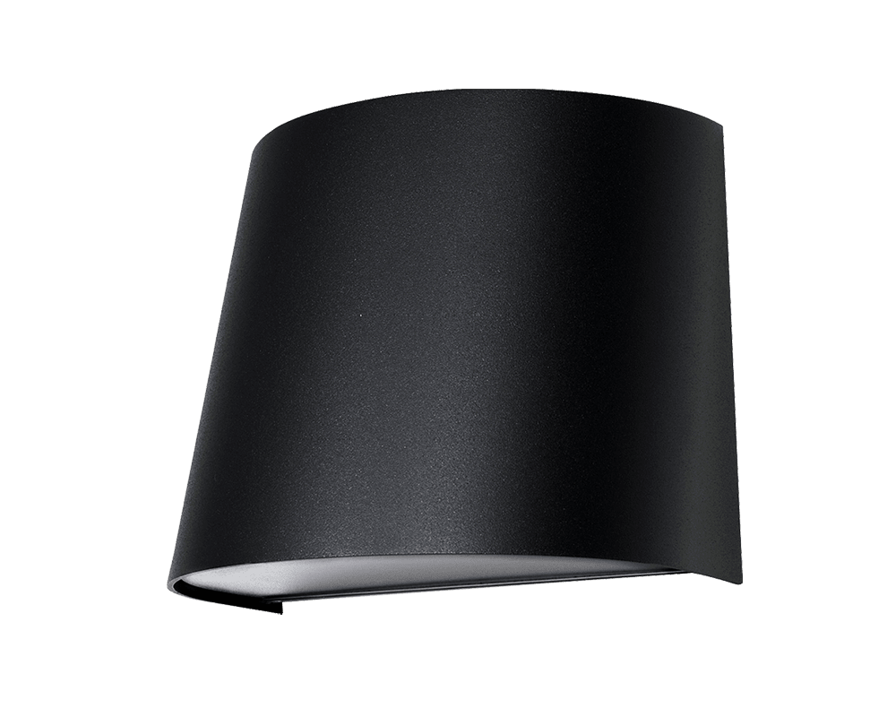 Mini Negro lámpara de exterior De Westal - La mini lámpara de pared está hecha de aluminio anodizado, tiene un recubrimiento de polvo negro y tiene una protección antideslumbrante de PET-G.