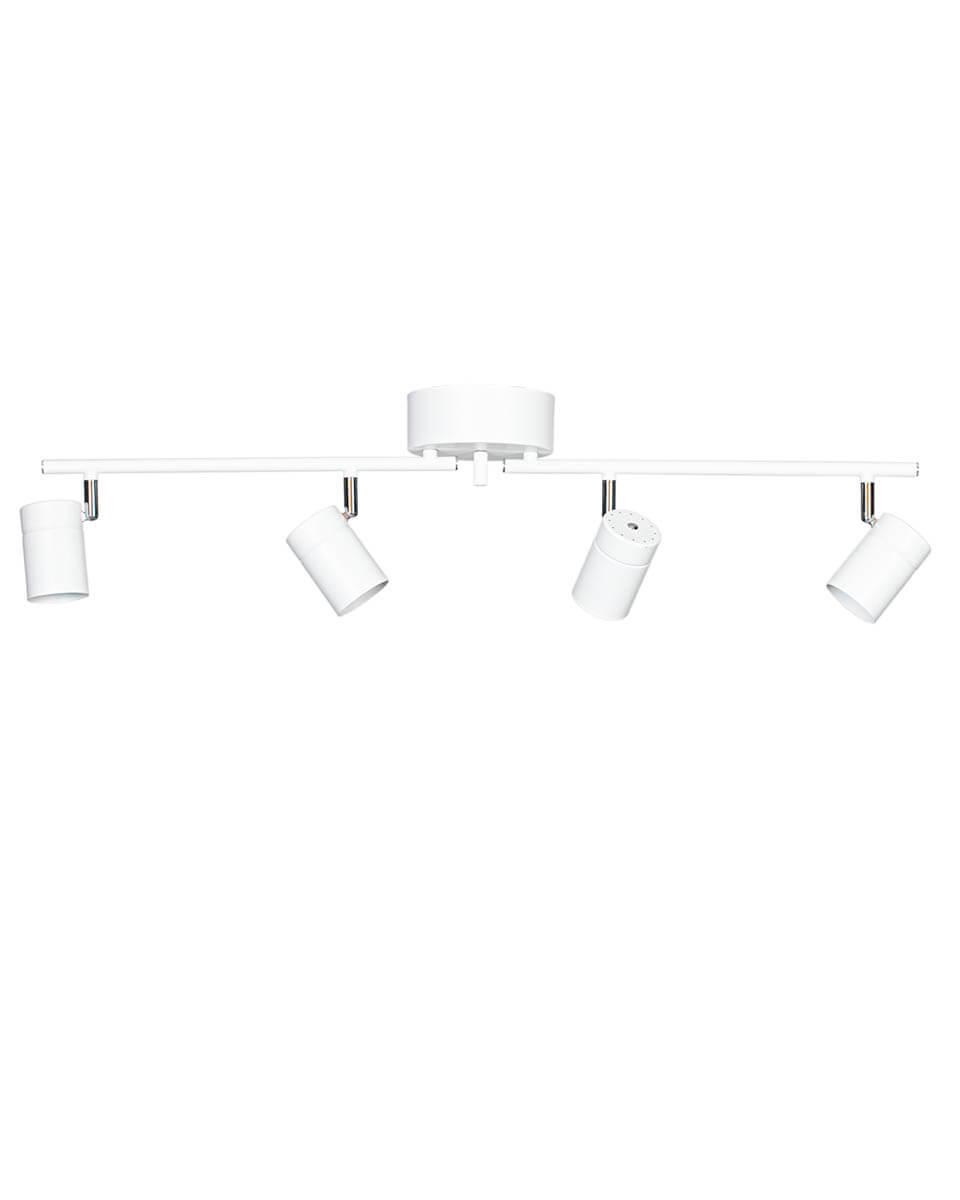 Correct 4 Blanco mate foco de techo De By Rydéns - El riel de techo proporciona una buena luz de trabajo y, gracias a su dise&ntilde;o elegante y discreto, se puede combinar perfectamente con una l&aacute;mpara de techo elegante, que, por ejemplo, crea ambiente sobre la mesa de la cocina.