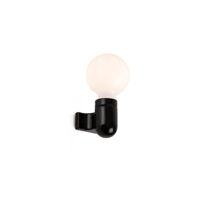 Sera Negro lámpara de pared De Faro Barcelona - Complétalo con una fuente de luz opal E27 de 95 mm para que coincida con la imagen del producto.