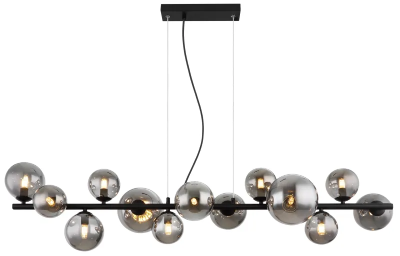 Riha 120cm Color humo Lámpas de techo De Globo Lighting - Lampan &auml;r av mattsvart metall och ger ditt hem en lyxig och inbjudande atmosf&auml;r.
