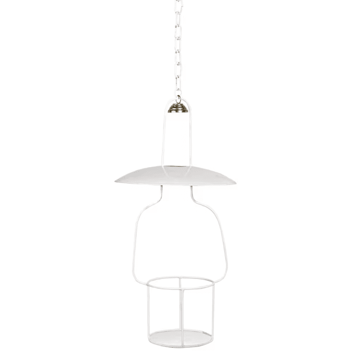 Hanging lantern stand for kerosenelamp 'Straight Big' Blanco De Strömshaga - Soporte para l&aacute;mpara de queroseno realizado en metal lacado en blanco con peque&ntilde;a pantalla y detalles en lat&oacute;n.