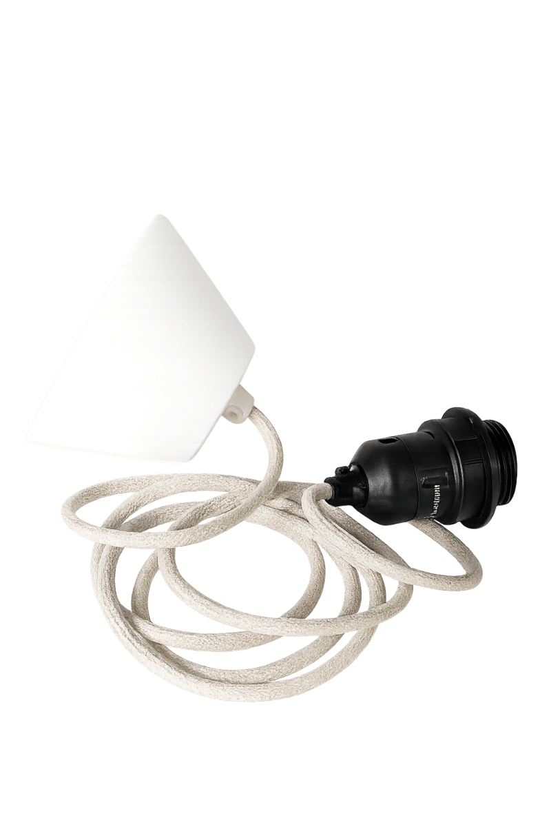 Colgante de techo textil 2m Beige De Alde & Lind - L&aacute;mpara de techo con cable recubierto de tela, compatible con l&aacute;mparas de techo Alde&amp;Lind con casquillo E27.