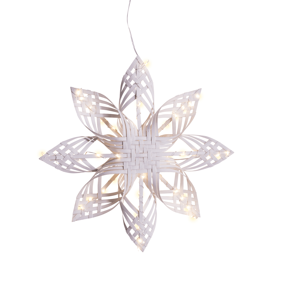 Bambu Ø40 Blanco De Pixie Design - Equipada con luces LED que emiten una luz blanca cálida, un temporizador y un práctico regulador de intensidad con cuatro niveles de luz que se controla directamente a través del enchufe, la estrella es perfecta para crear un ambiente acogedor durante la temporada navideña o como iluminación decorativa durante todo el año.