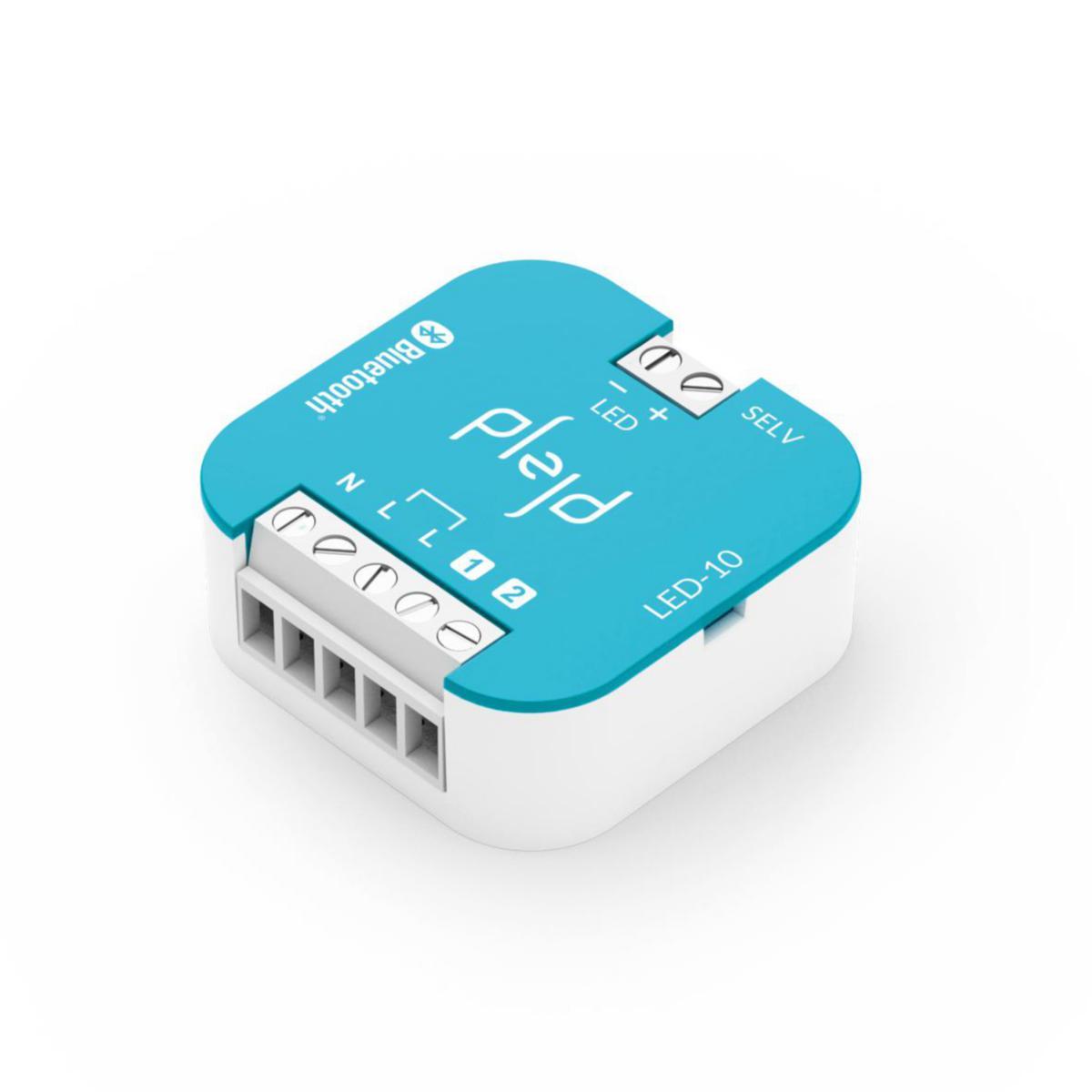 Driver LED Bluetooth De Plejd - La aplicaci&oacute;n Plejd se utiliza para la instalaci&oacute;n, conect&aacute;ndose directamente al regulador mediante Bluetooth&reg; y ofreciendo c&oacute;modamente todas las opciones de configuraci&oacute;n, como el tipo de carga, la corriente m&iacute;nima, el nivel de arranque, el control de fase de flanco de entrada/salida y la velocidad de regulaci&oacute;n.