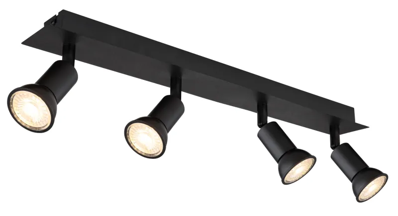 Drew 4 Negro foco de techo De Globo Lighting - Drew &auml;r en stilren takspotlight som imponerar med sin enhetliga svarta design.