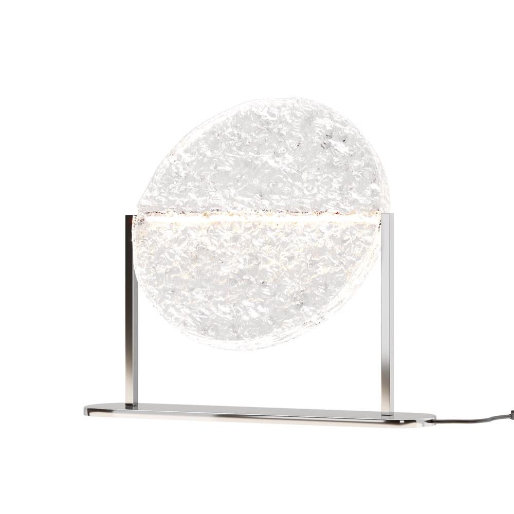 Mangata 30cm Transparente lámpara de mesa De Maytoni - Su base de metal cromado le confiere un aspecto elegante y exclusivo, mientras que la pantalla de acr&iacute;lico transparente con superficie texturizada difunde la luz de forma decorativa.
