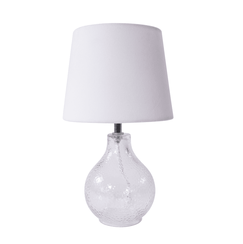 Imagen ampliada de Julia 30cm Blanco lámpara de mesa De Pixie Design - La lámpara de mesa Julia combina una elegante base de cristal con una pantalla textil, creando una solución de iluminación moderna y elegante.