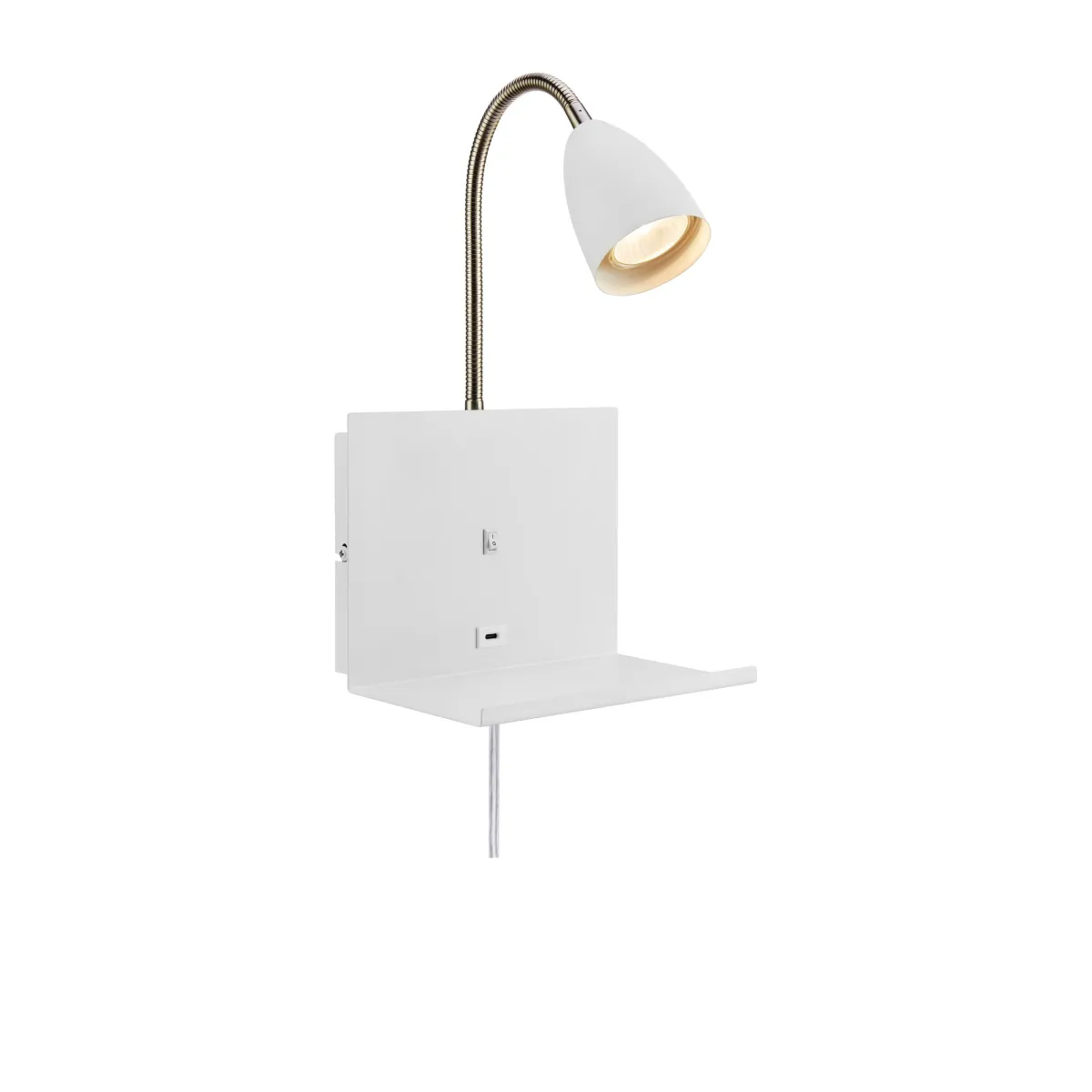 Cuarto Blanco lámpara de lectura De Markslöjd - Cable de PVC transparente de 2 m con enchufe de pared.