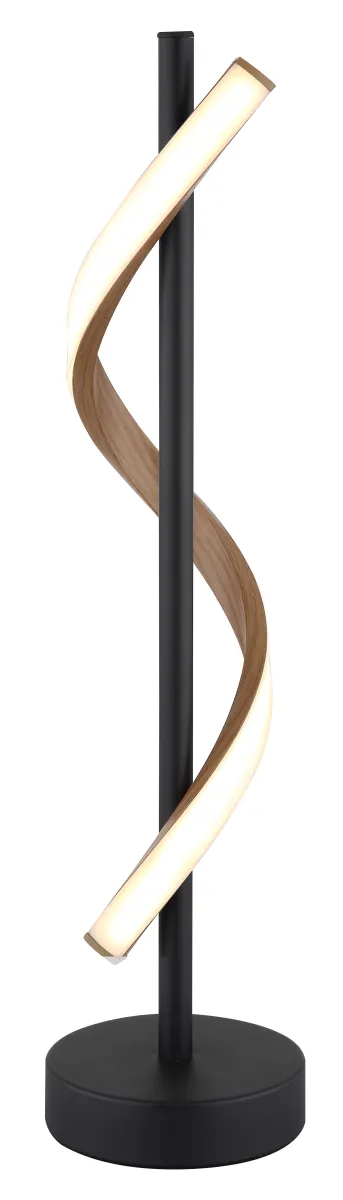 Watkins 50cm Negro lámpara de mesa De Globo Lighting - Sk&auml;rmen i aluminium med tr&auml;look och opal plast ger en mjuk och j&auml;mn ljusspridning f&ouml;r en behaglig atmosf&auml;r.